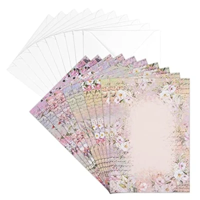 Abbildung von Ideen mit Herz Grußkarten Set Umschlägen 10 Motiv Karten blanko bunt neutral Ideal für Glückwünsche zum Geburtstag, Hochzeit, uvm. Din B6 (Blumenwelt 01)