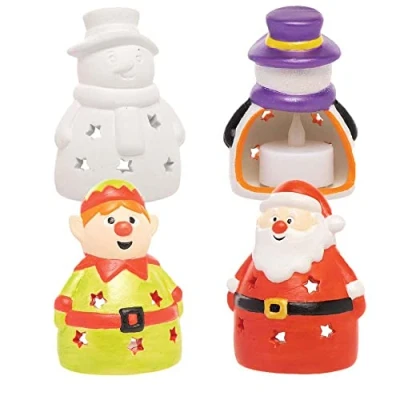 Abbildung von Baker Ross FC257 Weihnachts Keramik Teelichthalter 3er Pack, Teelichter für Kinder zum Dekorieren und Präsentieren, Ideales Bastelprojekt