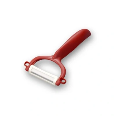 Abbildung von Kyocera Sparschäler Rot zweischneidige Klinge: 4 cm extra scharfer Schäler sauberes Schälen von Gemüse und Obst spülmaschinenfester Obstschäler Mehrzweck Gemüseschneider