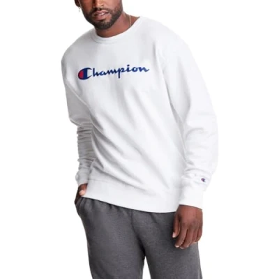Abbildung von Champion Herren Graphic Powerblend Fleece Crew Sweatshirt, Weiß, Large