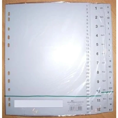 Abbildung von Durable Monatsregister (A4, geprägte Taben Jan Dez, PP volldeckend) 25 Stück, grau, 651410