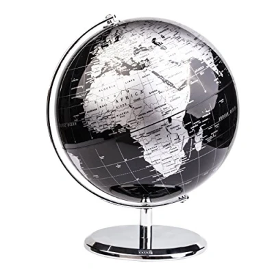 Abbildung von Exerz 20cm Globus Englische Karte Schüler Mit Einem Metallfuß Pädagogisch/Geografisch/Dekoration Lehrmaterial Globen Durchmesser: (Metallisches Schwarz)