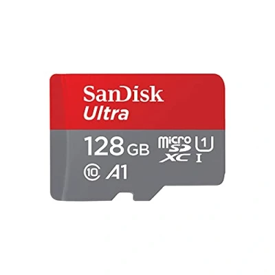 Abbildung von SanDisk Ultra 128GB microSDXC Memory Card + SD Adapter with A1 App Performance Up to 120MB/s, Class 10, UHS I