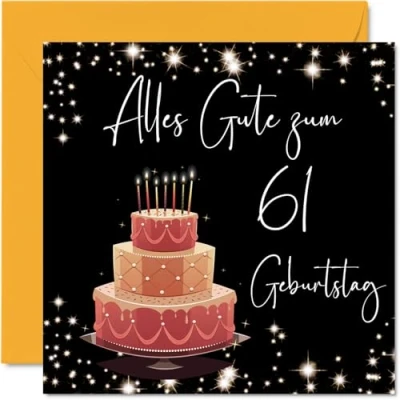 Abbildung von 61. Geburtstagskarte für Frauen Elegant Stilvoll Alles Gute zum Geburtstagskarten 61 Jährige Frau Mama Oma Tante, 145mm Einundsechzig Geburtstag Grußkarten