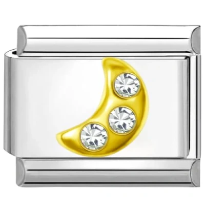 Abbildung von Quiges 9mm Italienischer Stil Charm Modell Edelstahl Mond für Italien Charms Armbänder