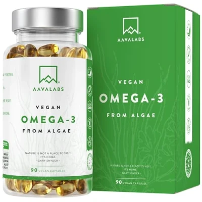 Abbildung von Omega 3 Vegan Hochdosiert 1500mg Omega3 600mg DHA 300mg EPA pro Tag 90 Algenöl Kapseln Öl
