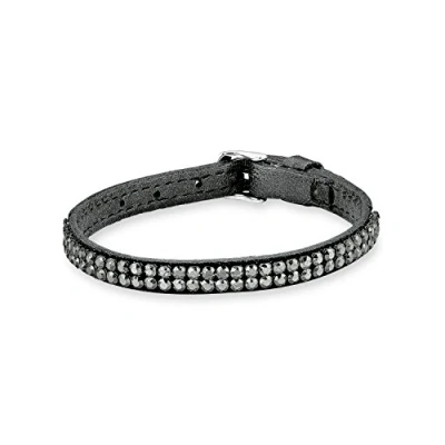 Abbildung von s. Oliver Damen Armband Lederarmband Swarovski Elements Edelstahl Kristall grau Rundschliff 21 cm 544740