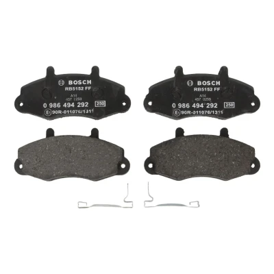 Abbildung von BOSCH 0 986 494 292 Bremsbelagsatz Low Metallic inkl. Verschleißwarnkontakt mit Feder FORD: Transit Mk4 Platform/Chassis