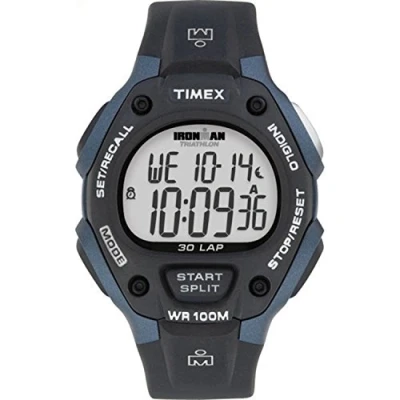 Abbildung von Timex Ironman Classic 38mm Digitaluhr für Herren, schwarzes Kunstharz Armband, T5H591