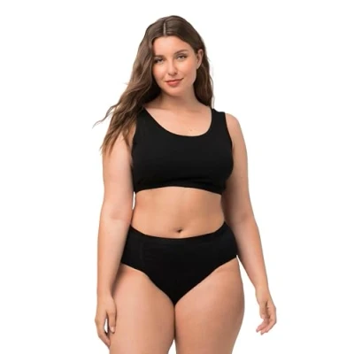 Abbildung von Ulla Popken Damen große Größen Übergrößen Plus Size Bustier, Schlupfform, einfarbig schwarz 50+ 791580130