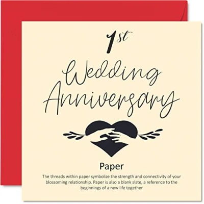 Abbildung von Glückwunschkarte zum 1. Hochzeitstag für Ehemann Ehefrau Freund Freundin Papier Karte Damen und Herren Sie ihn 145 mm x Grußkarten Verlobte