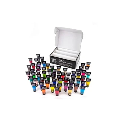 Abbildung von Liquitex 3699392 Basics Acrylfarbe, monopigmentierte Künstlerpigmente, lichtecht, mittlere Viskosität, Achivqualität, seidenglänzender Finish 60 Farben Set a 22ml