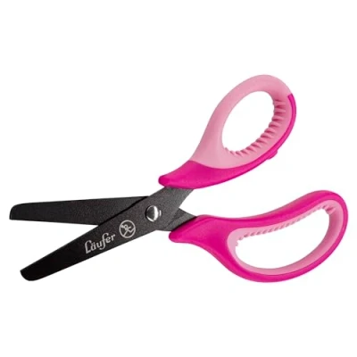 Abbildung von Läufer 87222 Ergonomische Bastelschere für Kinder, Schule ab 1. Klasse, pink/rosa, Rechtshänder, Schere mit runder Spitze