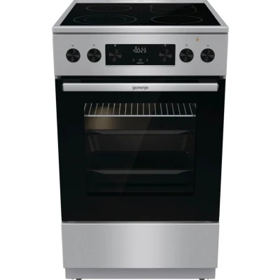 Abbildung von Gorenje GECS5C70XPA Elektro Standherd mit Glaskeramik Kochfeld / 50cm 70 Liter/GentleClose/Schnellaufheizung/AirFry/ExtraSteam/Pizzamodus 300C/Teleskopauszüge/AquaClean/BräterZone/schwarz