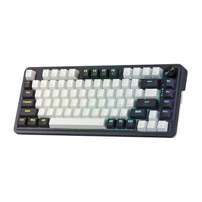 Abbildung von Redragon K673 PRO 75% Wireless Gasket RGB Gaming Tastatur, 3 Modus 81 Tasten Kompaktes Mechanische Tastatur mit Hot Swap Sockel, Spezieller Drehknopf und Geräuschdämpfende Pads, Lineare Rote Schalter