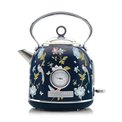 Abbildung von Laura Ashley Elveden Navy Kabelloser Elektrischer Wasserkocher von VQ. Edelstahl 1.7 Litern, Energieeffiziente 3 kW Schnellkochtechnologie mit Überhitzungsschutz und Temperaturanzeige