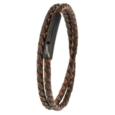Abbildung von Simaru Lederarmband, 4mm geflochten zum Wickeln für Frauen &amp; Männer, Echtleder Wickelarmband mit Edelstahl Hakenverschluss, Premium Qualität ((39cm Lenght M), Blau)