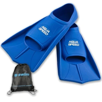 Abbildung von Aqua Speed Trainingsflossen leicht I Damen Kurze Schwimmflossen Training weiche Kurzflossen für Teenager Schwimmtraining Badeflossen Flossen + Ultrapower Rucksack blauI11; Gr. 37I38