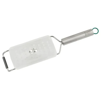 Abbildung von Chefkoch trifft Fackelmann Premium Edelstahl Reibe, Grob, Spülmaschinengeeignet, Ergonomischer Griff, 315x75x25 mm, Ideal für Gemüse &amp; Käse