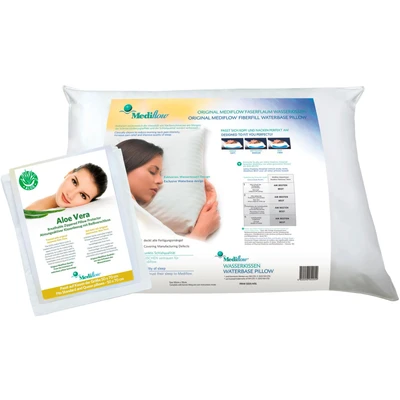 Abbildung von Mediflow 5228 Aloe Vera Aktion Wasserkissen, Faserfüllung, Orthopädisches HWS Stützkissen, Baumwolle, 50x70 cm, Weiß