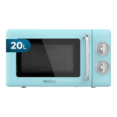 Abbildung von Cecotec Mikrowelle Proclean 3010 Mechanische, 20 L Retro Blue 700 W in 6 Stufen, Timer bis zu 30 Minuten, Auftaumodus, Vintage Design Blau, Stahl Finish