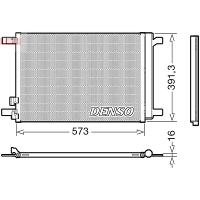 Abbildung von DENSO DCN32066 Klimakondensator mit Trockner R 134a VOLKSWAGEN: Golf 7, 7 Variant, AUDI: A3 Sportback, Hatchback, Saloon, SEAT: Leon III ST