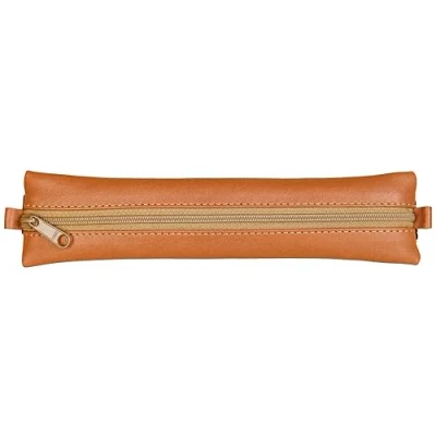 Abbildung von Clairefontaine 77036C Schlampermäppchen Age Bag, flach, aus Leder, ideal für Notizbuch, 20x4,5 cm, Braun, 1 Stück