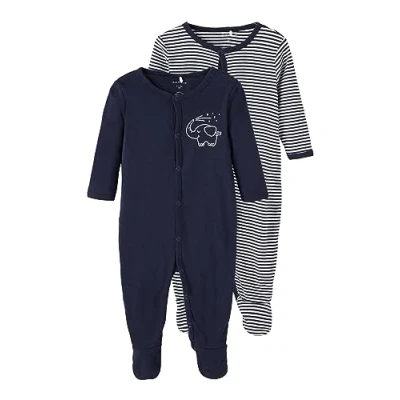 Abbildung von Name it Nbnnightsuit CORE Unisex 2 PACK Strampler für Kinder, Größe: 68, Dark sapphire
