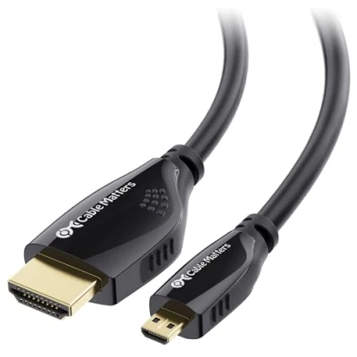 Abbildung von Cable Matters 4K Micro HDMI auf Kabel 3m (Micro zu Kabel, lang) für 3D und 3 Meter
