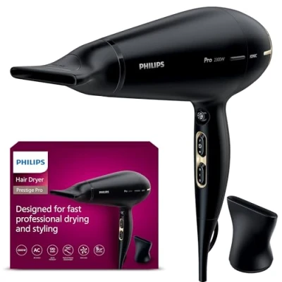 Abbildung von Philips Haartrockner Prestige Pro, für professionelles Trocknen und Styling, mit 2 Stylingdüsen, 2.300 W, Modell HPS920/00