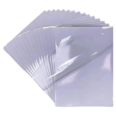 Abbildung von 20 Blatt PREMIUM Vinyl Aufkleberfolie 100% klar Selbstklebend für Laser und Tintenstrahldrucker Drucker Schnell Trocknen A4 Size kristallklar Aufkleber