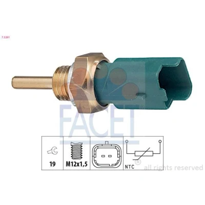 Abbildung von FACET 7.3261 Sensor, Kühlmitteltemperatur Made in Italy OE Equivalent FIAT: Panda II Hatchback, Punto Evo OPEL: Combo C Box Body / Estate