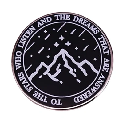 Abbildung von Stern Berg Emaille Brosche Pin die Sterne, zuhören und Träume werden beantwortet inspirierende Literatur Abzeichen für Kleidung