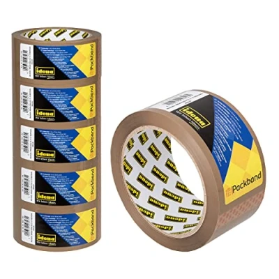Abbildung von Idena 90129 Klebeband braun, 50 mm x 66 m, 6 Rollen geräuscharmes Paketband, ideal für Umzug und Versand