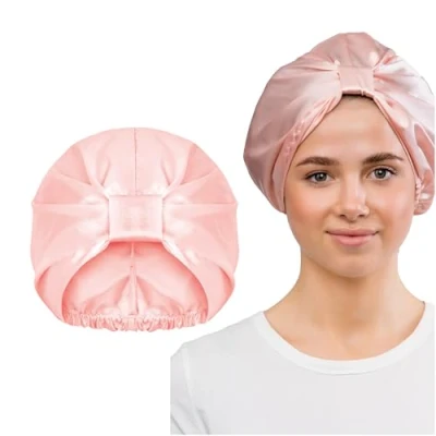 Abbildung von Seidenhaube Für Damen Anti frizz Schlafmütze Aus Maulbeerseide, Haarhaube Zum Schlafen, Schützendes Haarturban Lockige Haare, Einheitsgröße, Luxuriöse Satin Schlafhaube, Haarschutz