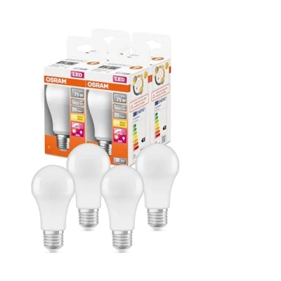 Abbildung von OSRAM SUPERSTAR+ CLASSIC A 75 FR LED Lampe, Sockel E27, Kolbenform, 10W, 1055lm, 2700K, warmweißes Licht, sehr geringer Energieverbrauch, lange Lebensdauer, Bewegungssensor, Abschaltautomatik,4 Pack