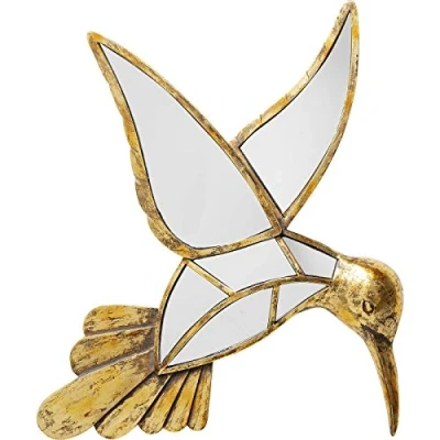 Abbildung von Kare Design Wandobjekt Hummingbird Mirror, Gold, Deko Objekt, Figur, Kulibri Motiv, handgefertigt, Unikat, Vintage Stil, 51x60x5 cm (H/B/T)