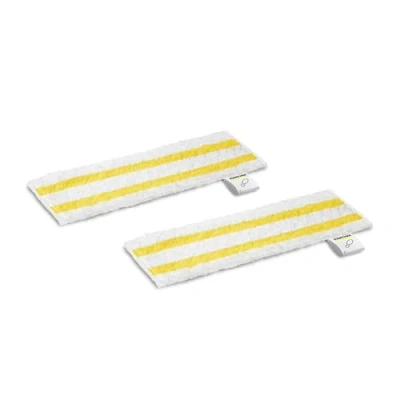 Abbildung von Kärcher Original Dampfreiniger Universal Bodentuchset EasyFix, 2 er Set, hochwertige Feinstfaser, Baumwolle, Klettsystem, Weiss