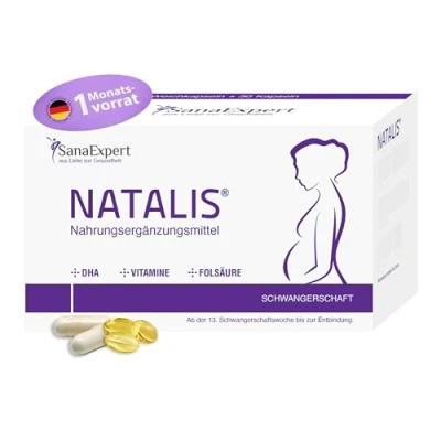 Abbildung von Natalis, Schwangerschaftsvitamine mit Eisen, Vitamin B12 und Folsäure weiteren wichtigen Nährstoffen, 90 Kapseln SanaExpert