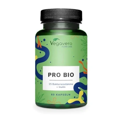 Abbildung von KULTUREN Komplex Vegavero® 100% BIO 15 Bakterienstämme mit Inulin Lactobacillus &amp; Bifidobacterium 60 Magensaftresistente Kapseln Laborgeprüft Vegan