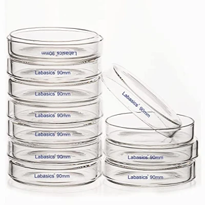 Abbildung von Labasics 10er Pack Glas Petrischalen, 90x20 mm Autoklavierbare Zellkulturschalen aus Borosilikatglas Petrischalen mit Durchsichtigem Deckel für Labor