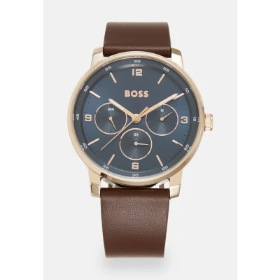 Abbildung von BOSS Contender Uhr, Herren, Größe: One Size, Brown/blue