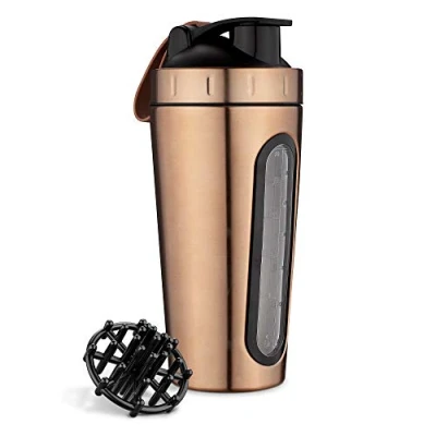 Abbildung von Navaris Protein Shaker Flasche aus Edelstahl 750ml Fitness Becher für Eiweiß Shake Sport Trinkflasche Proteinshake Training