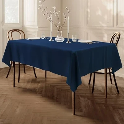 Abbildung von HomeDirect Qualitäts Tischdecke Textil Eckig 150 x 250 cm, Farbe wählbar Dunkelblau