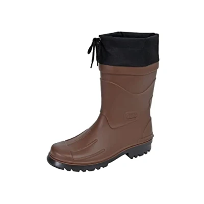Abbildung von MADSea Herren Jungen Gummistiefel Nils Hannes Halbhoher wasserdichter, ungefütterter Regenstiefel mit verschnürbarer Nylonstulpe, braun/schwarz, 43