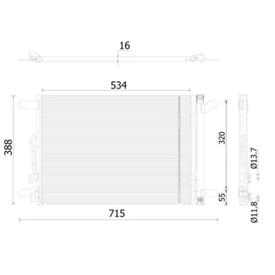 Abbildung von MAHLE ORIGINAL AC 915 000S Klimakondensator mit Trockner 14 11,8 534 VOLKSWAGEN: Golf 7, 7 Variant, Tiguan Allspace