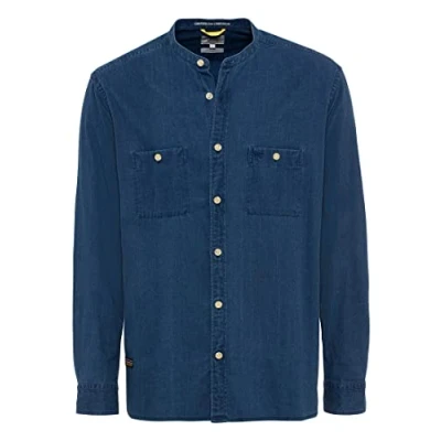 Abbildung von camel active Herren Langarmhemd mit Stehkragen Blau Menswear M