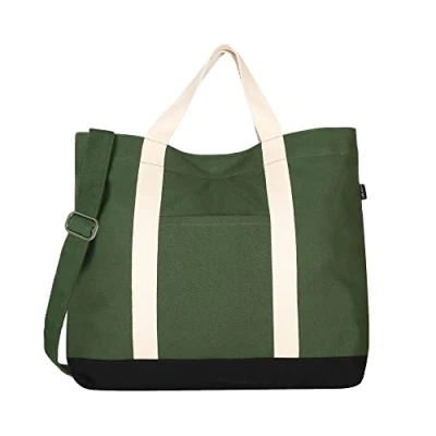 Abbildung von Eco Right Handtasche &amp; Einkaufstasche Groß, Strandtasche, Badetasche, Canvas Arbeitstasche Herren mit Crossbody Henkel