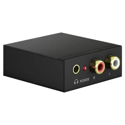 Abbildung von goobay 58493 Toslink Extractor Audio S/PDIF Digital auf Analog Konverter/Audio Adapter/Umwandlung von Audiosignalen/Cinch Buchse &amp; 3,5 mm Klinke/Blu ray Player, PS4, PS5, XBox/Schwarz