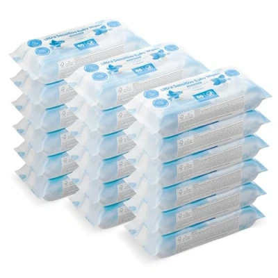 Abbildung von Amazon Marke Mama Bear Ultra Sensitive Baby Feuchttücher, Unparfümiert, 1080 Stück (18 packungen mit 60)